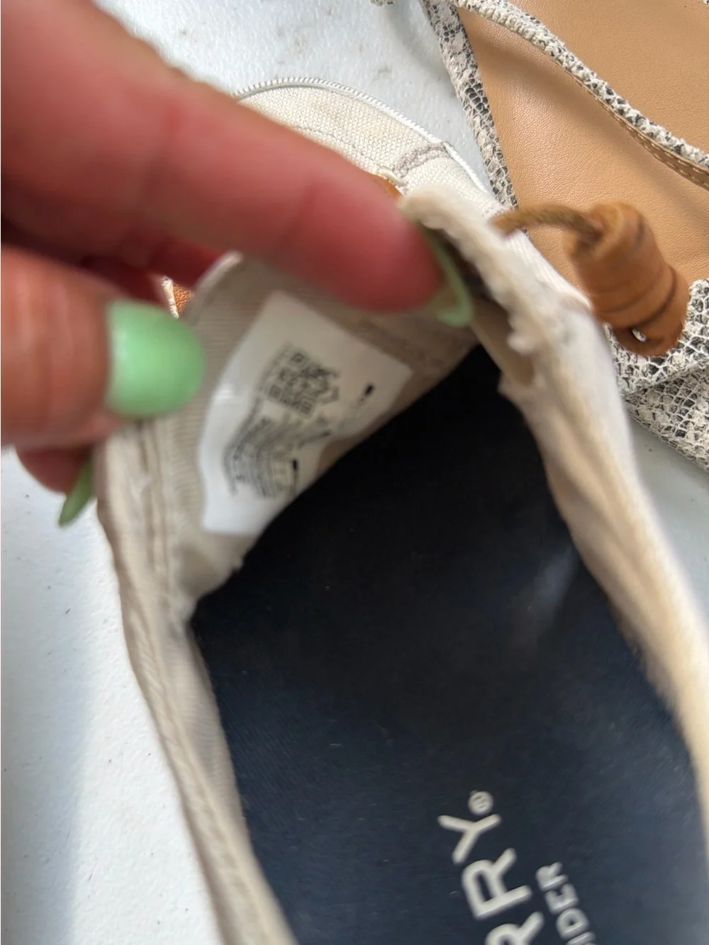 Sperry Men’s Canvas Boat Shoes in Beige with Brown Laces